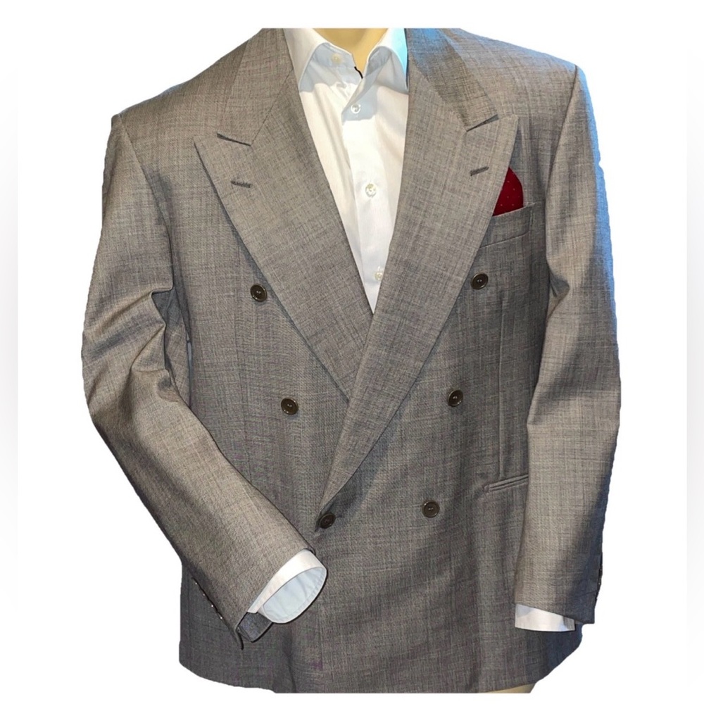 Maurizio Baldassari Fodera Double Breasted Super 100s Wool Blazer Men 44R